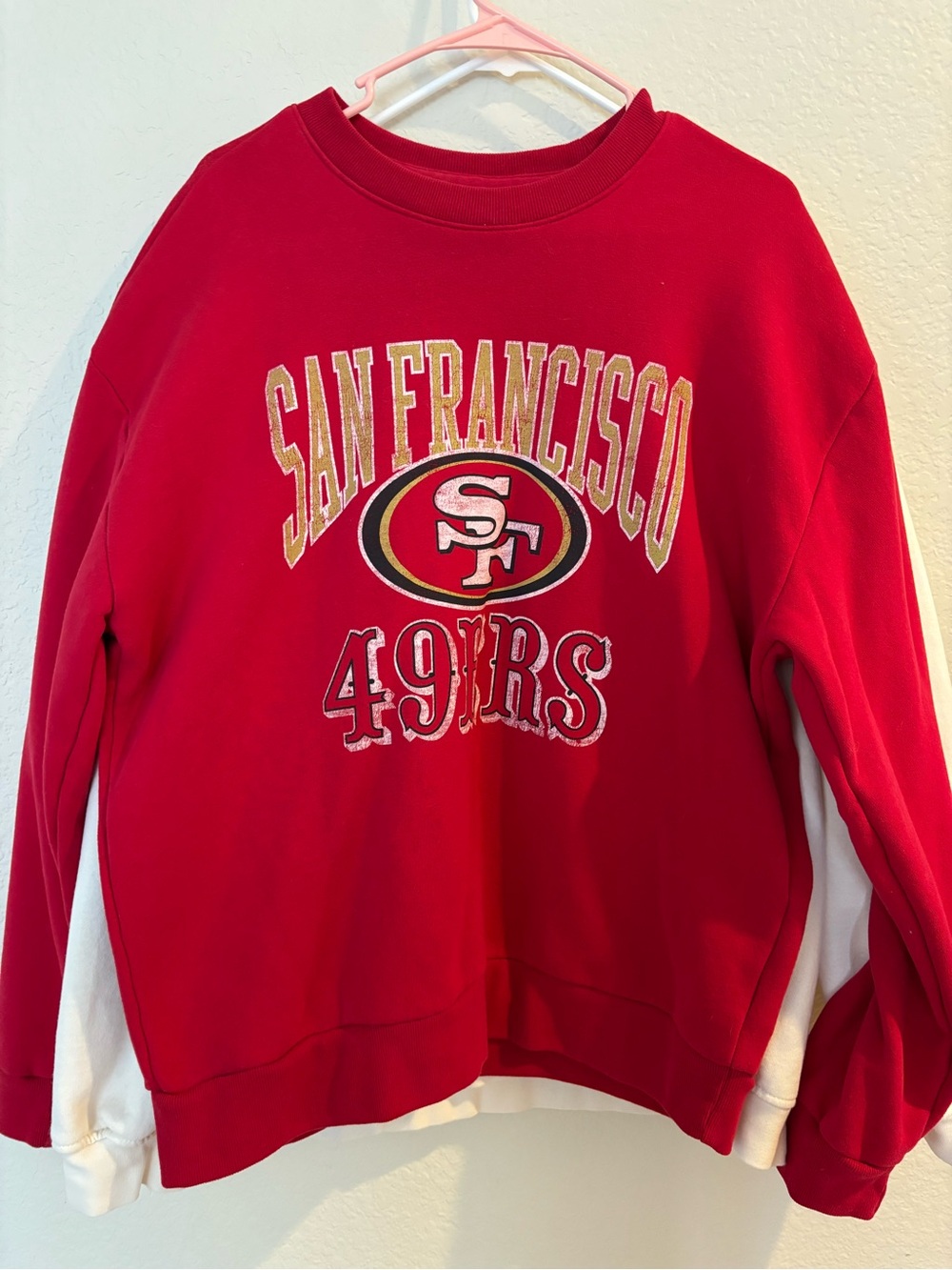 NFL Red Team Apparel Crewneck Sweatshirt with NFL Shield Tag
